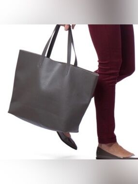margot Olive Gray Leather Tote Bag